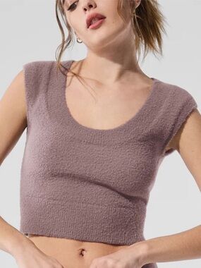 ALO Yoga Snuggle Up Sweater Short Sleeve in Mushroom 🍄‍🟫